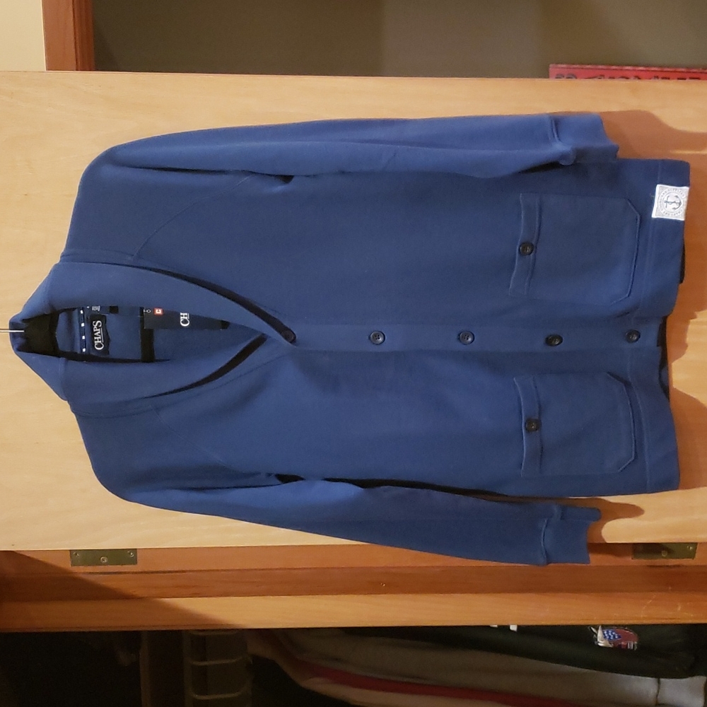NWT, Chaps, Women's Size Small, Long, Button-down Cardigan, Lead Table Blue